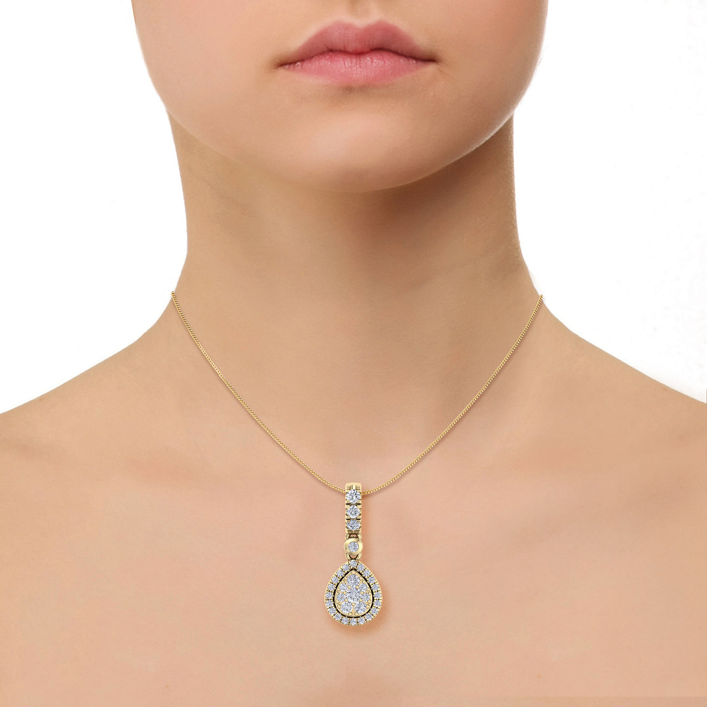 Pear pendant in yellow gold with white diamonds of 0.38 ct in weight - HER DIAMONDS®