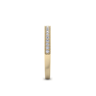 Pavé half eternity band in yellow gold with white diamonds of 0.16 ct in weight
