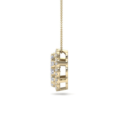 Round shape pendant in yellow gold with white diamonds of 0.89 ct in weight - HER DIAMONDS®