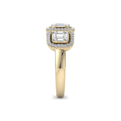 Ring in yellow gold with white diamonds of 0.90 ct in weight