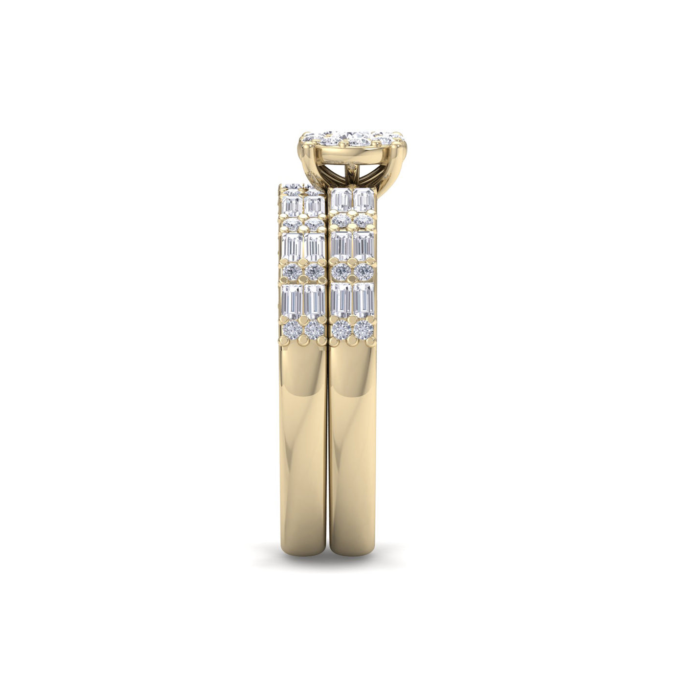 Glamourous bridal set in yellow gold with white diamonds of 1.60 ct in weight