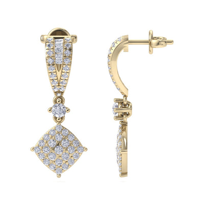 Drop earrings in yellow gold with white diamonds of 0.90 ct in weight - HER DIAMONDS®