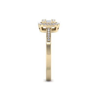 Engagement ring with channel setting in yellow gold with white diamonds of 0.18 ct in weight