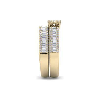 Wave bridal ring set in yellow gold with white diamonds of 1.17 ct in weight