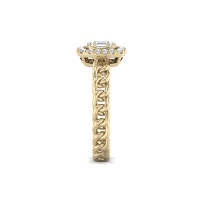 Ring with chain band in white gold with white diamonds of 0.33 ct in weight