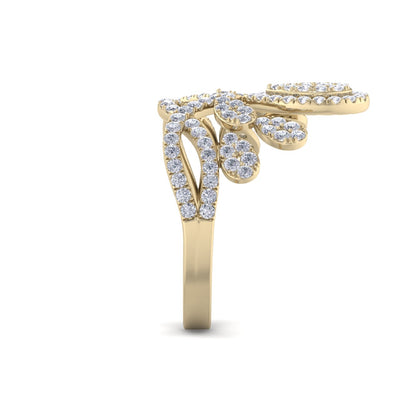 Statement ring in yellow gold with white diamonds of 0.38 ct in weight