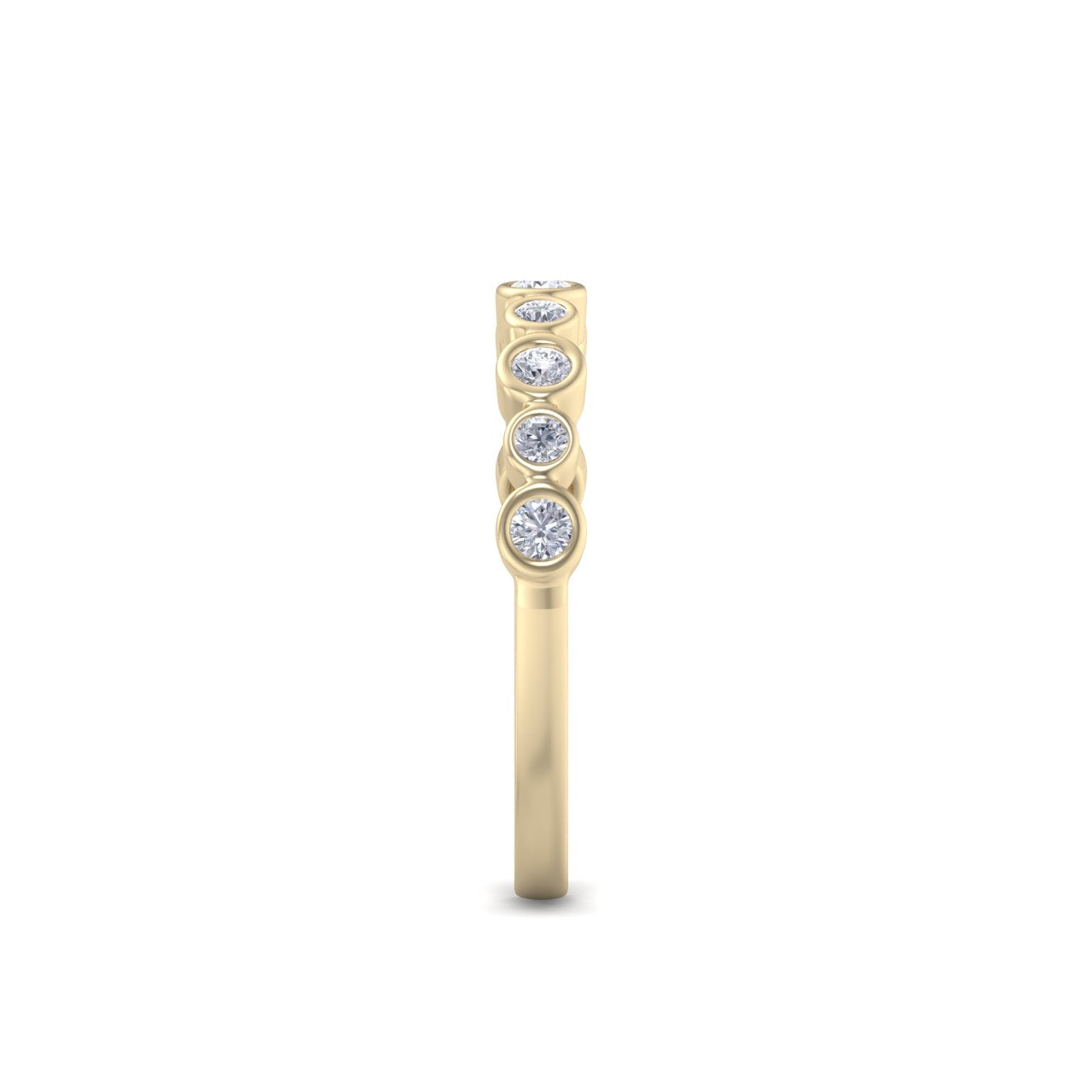 Wedding band in yellow gold with white diamonds of 0.25 ct in weight