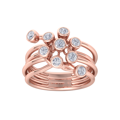 Beautiful ring in rose gold with white diamonds of 0.72 ct in weight