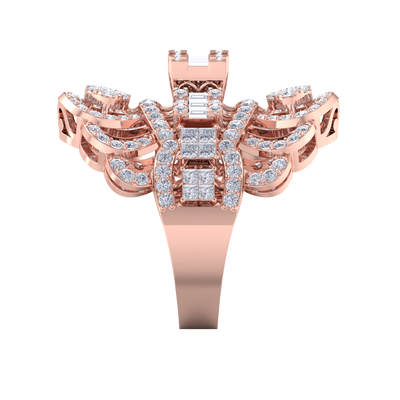Statement ring in rose gold with white diamonds of 1.91 ct in weight