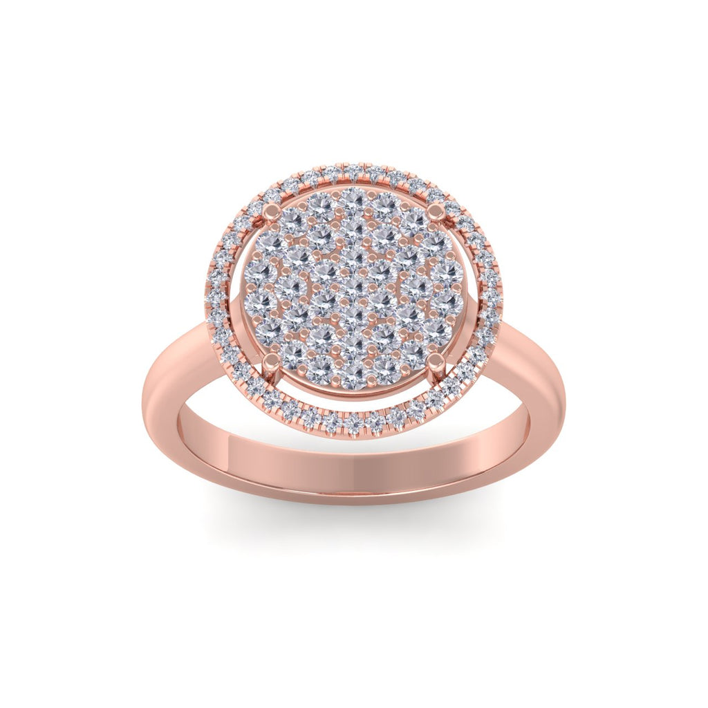 Halo cluster ring in rose gold with white diamonds of 0.55 ct in weight