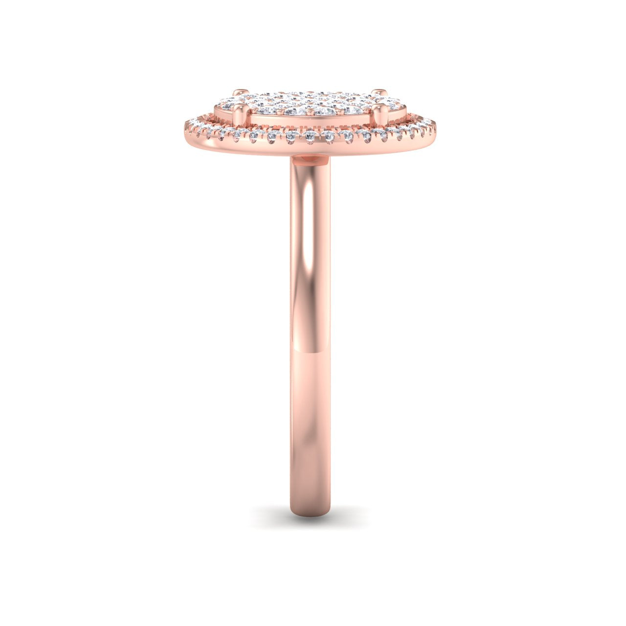 Halo cluster ring in rose gold with white diamonds of 0.55 ct in weight