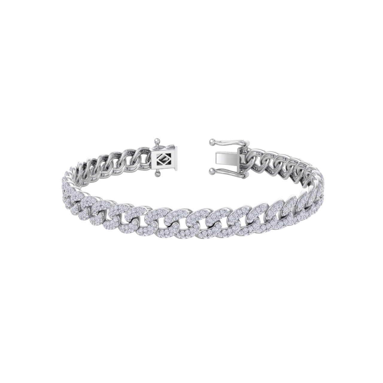 Chain diamond bracelet in white gold with white diamonds of 3.95 ct in weight