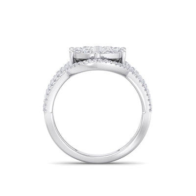 Multi band ring in white gold with white diamonds of 0.97 ct in weight