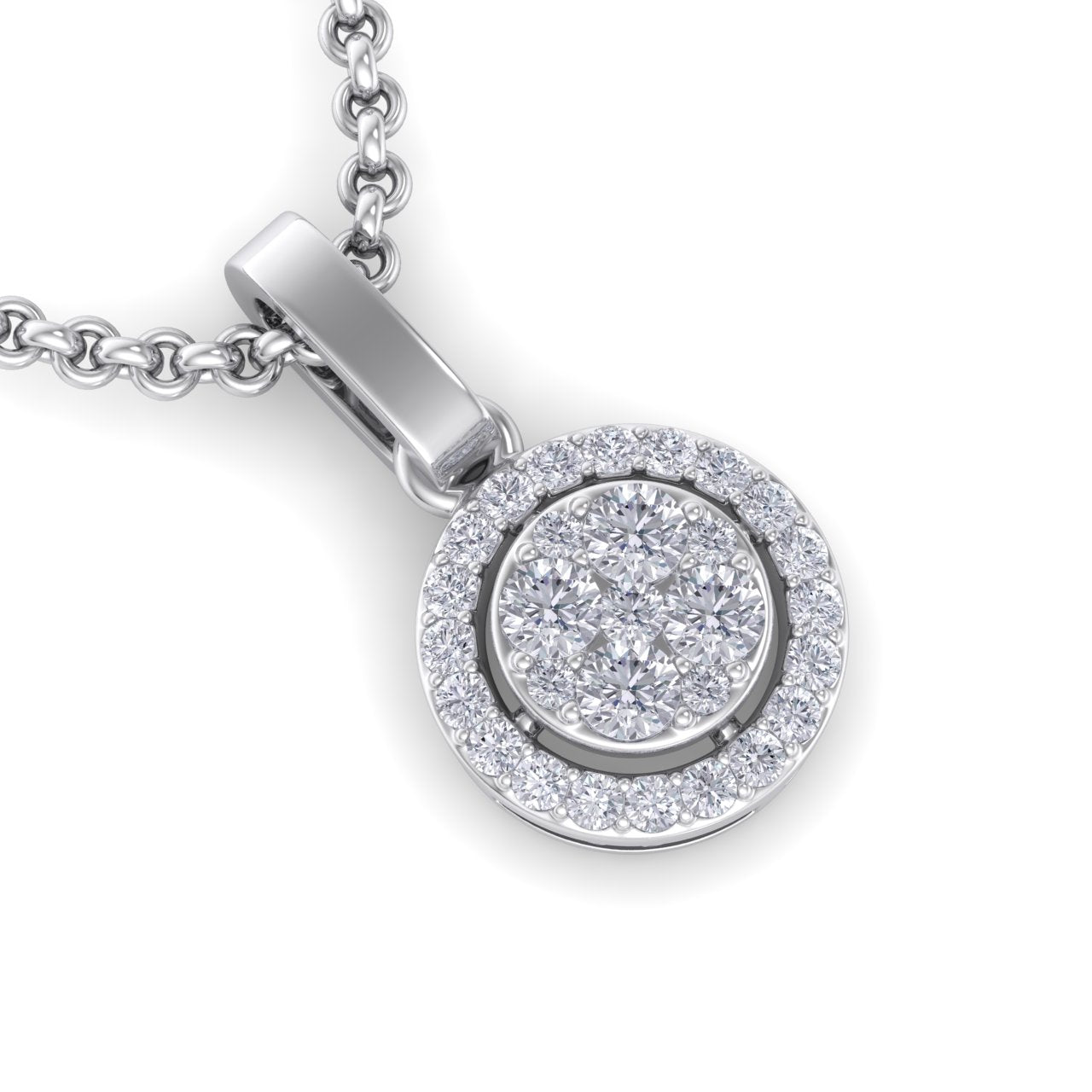 Halo pendant in yellow gold with white diamonds of 0.37 ct in weight