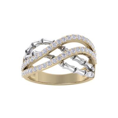 Beautiful ring in yellow gold with white diamonds of 0.50 ct in weight