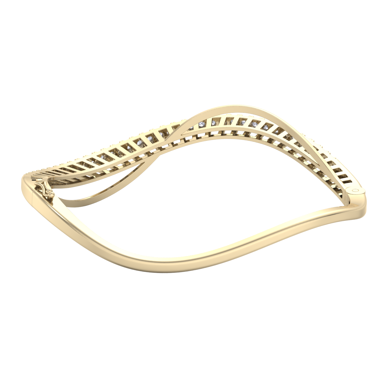 Stylish bracelet in yellow gold with white diamonds of 1.08 ct in weight