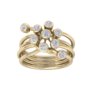 Beautiful ring in yellow gold with white diamonds of 0.72 ct in weight