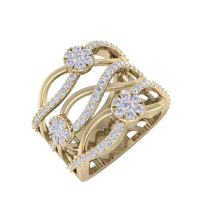 Diamond ring in yellow gold with white diamonds of 0.82 ct in weight