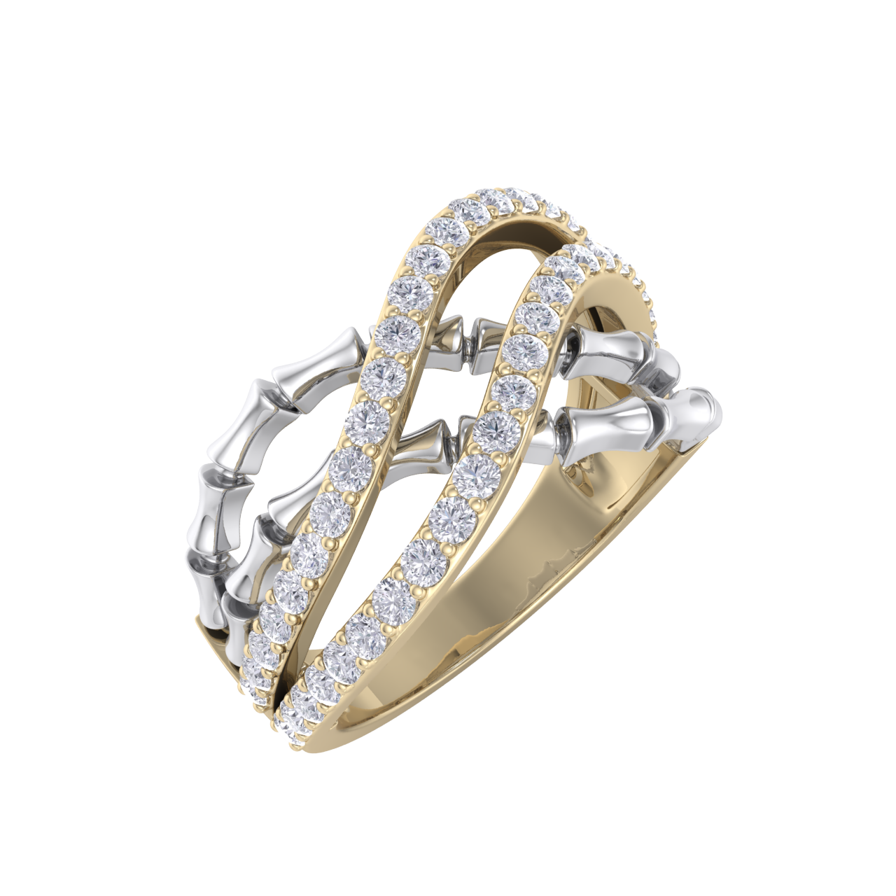 Beautiful ring in yellow gold with white diamonds of 0.50 ct in weight