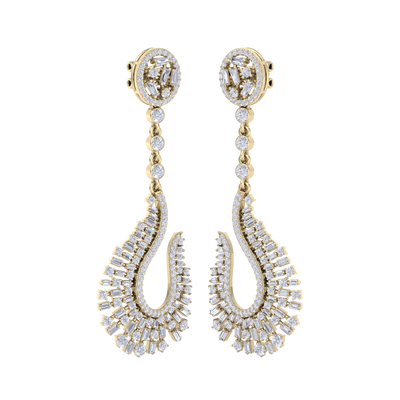 Drop earrings in white gold with white diamonds of 2.96 ct in weight