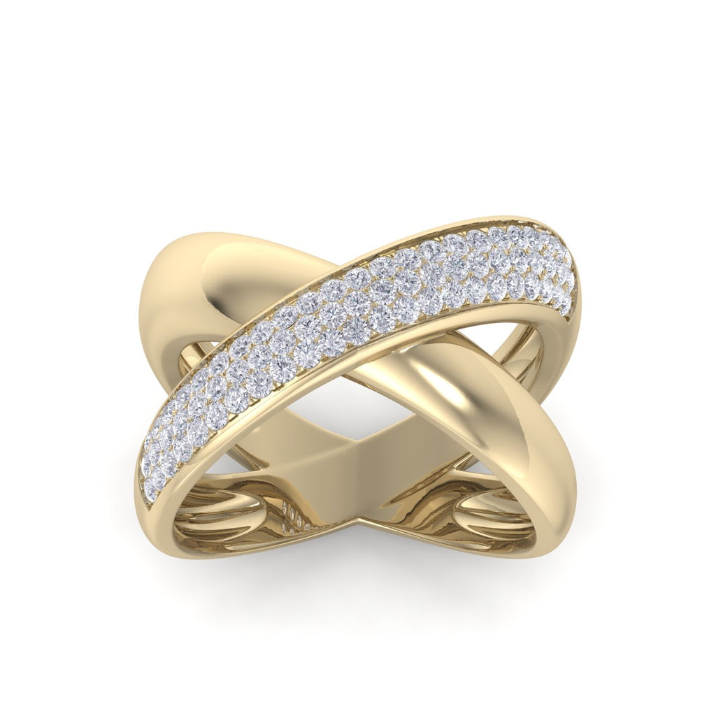 Fashion ring in yellow gold with white diamonds of 0.52 ct in weight