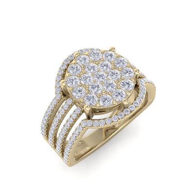 Multi band ring in yellow gold with white diamonds of 0.97 ct in weight